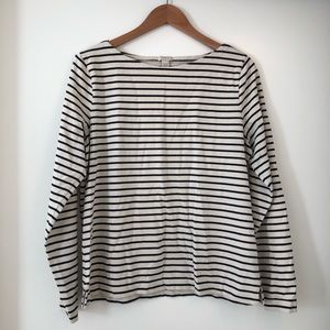 JCREW Off White & Navy Breton Stripe Size L